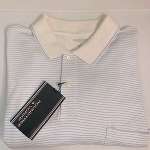 New w/Tag Men’s Roundtree & York Light Blue Short Sleeve Strip Polo Shirt Sz XL